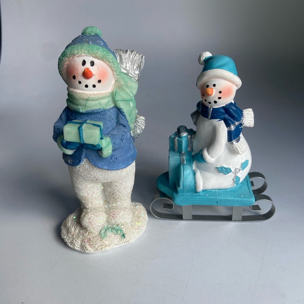 Two Snowman Christmas Figurines